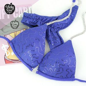 Royal Blue Sequin Competition Bikini for Women